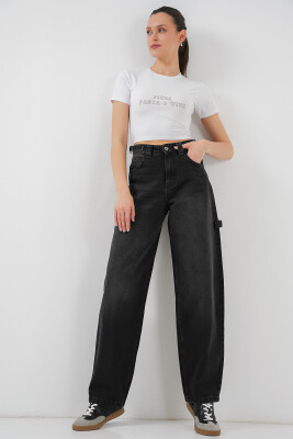 Kadın Yüksek Bel Kot Pantolon 6701 - Siyah - BİGDART