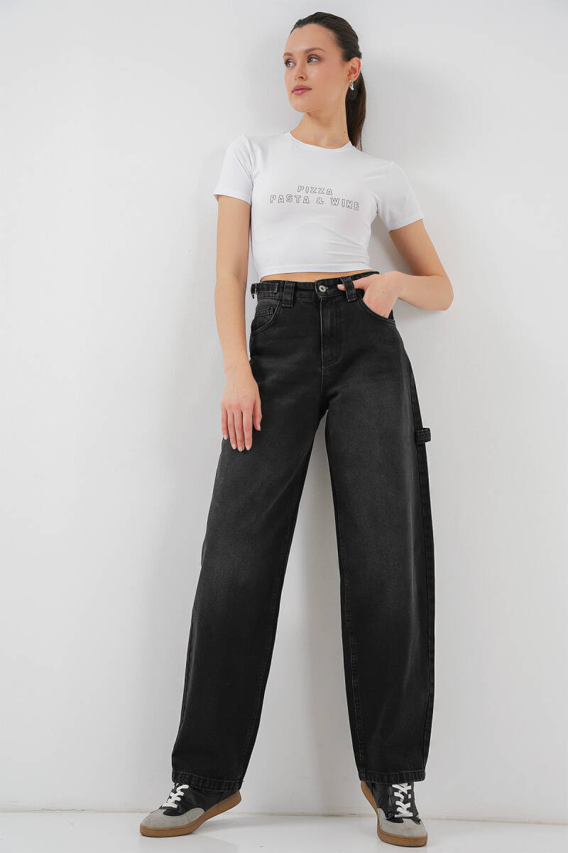 Kadın Yüksek Bel Kot Pantolon 6701 - Siyah - BİGDART