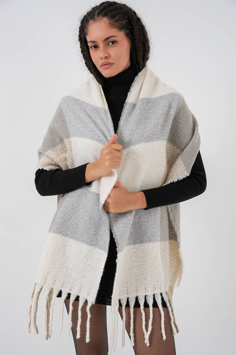 Kadın Yumuşak Dokulu Kalın Şal Atkı 15951 - A.Gri - BİGDART