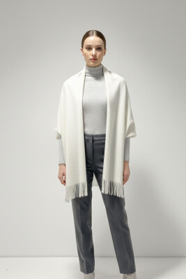 Kadın Yumuşak Dokulu Kalın Şal Atkı 15951 - B.Beyaz - BİGDART