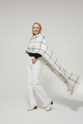 Kadın Yumuşak Dokulu Kalın Şal Atkı 15951 - Beyaz - BİGDART