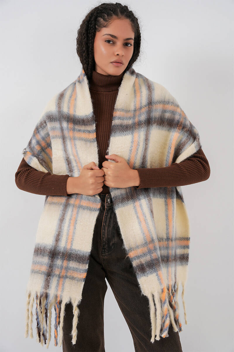 Kadın Yumuşak Dokulu Kalın Şal Atkı 15951 - C. Bej - BİGDART