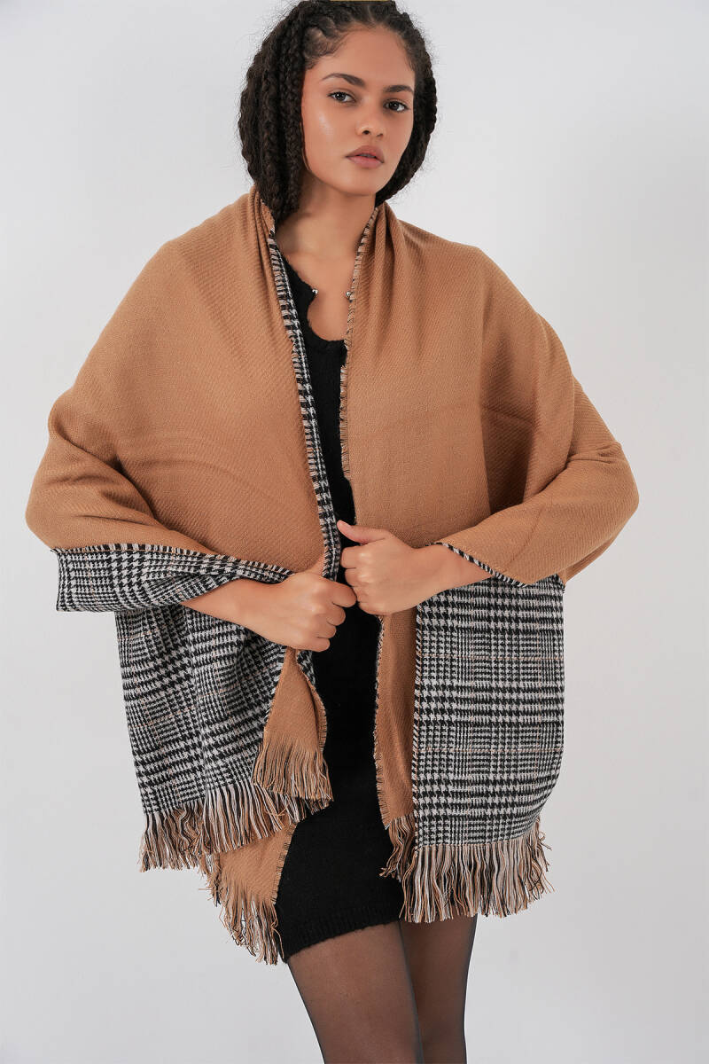 Kadın Yumuşak Dokulu Kalın Şal Atkı 15951 - Camel - BİGDART
