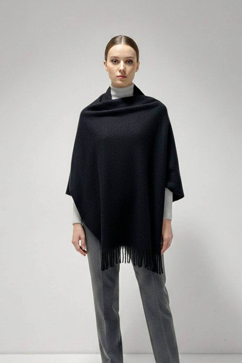 Kadın Yumuşak Dokulu Kalın Şal Atkı 15951 - D. Siyah - BİGDART