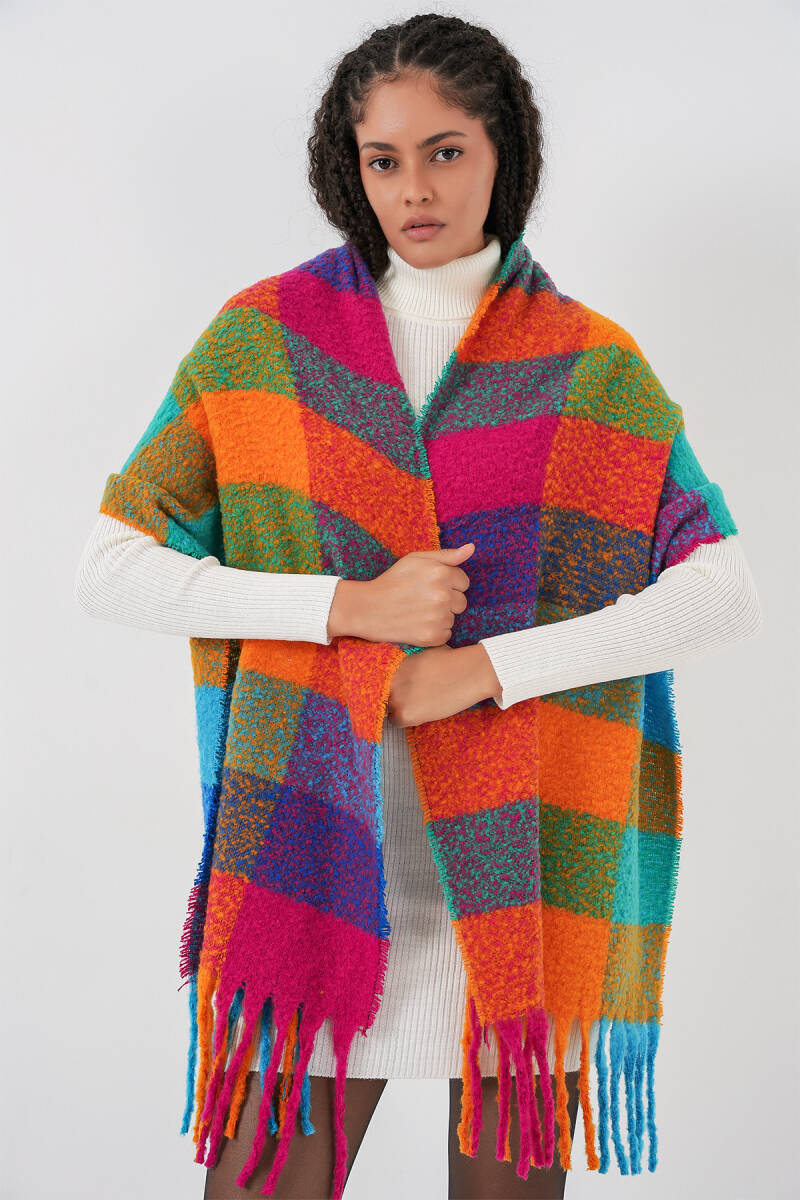 Kadın Yumuşak Dokulu Kalın Şal Atkı 15951 - Fuşya - BİGDART