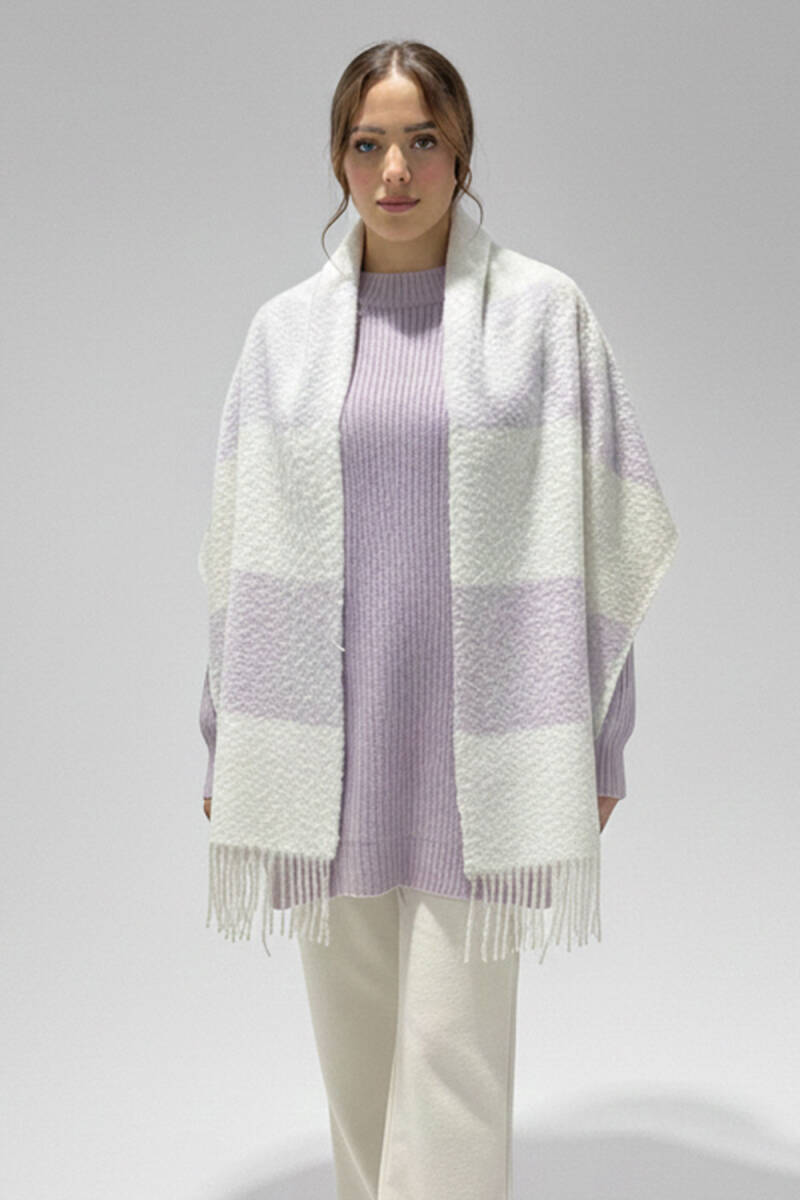 Kadın Yumuşak Dokulu Kalın Şal Atkı 15951 - Lila - BİGDART