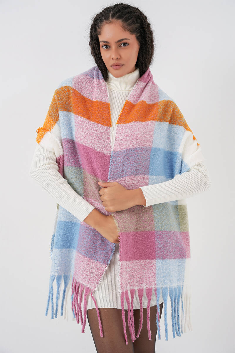 Kadın Yumuşak Dokulu Kalın Şal Atkı 15951 - Pudra - BİGDART