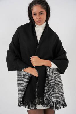 Kadın Yumuşak Dokulu Kalın Şal Atkı 15951 - Siyah - BİGDART