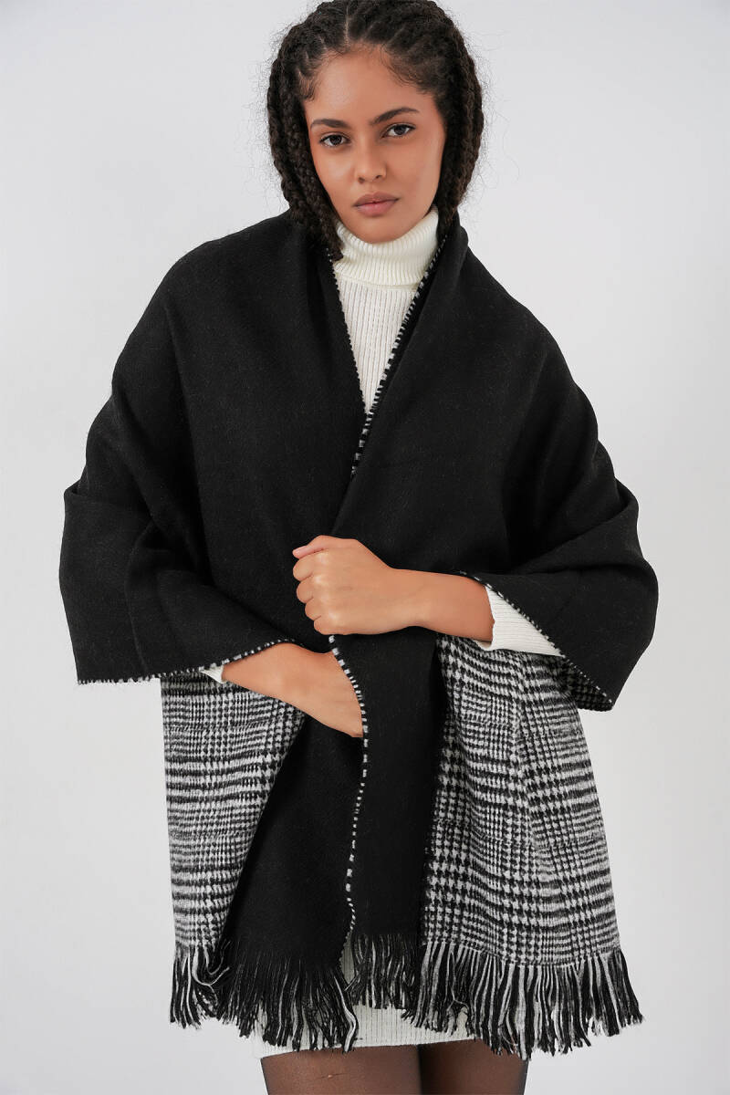 Kadın Yumuşak Dokulu Kalın Şal Atkı 15951 - Siyah - BİGDART