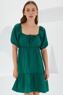 2351 Kloş Poplin Elbise - Y.Zümrüt - 2