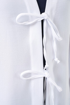 Keten Tesettür Kimono 5968 - Beyaz - 5