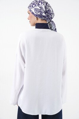 Keten Tesettür Kimono 5968 - Beyaz - 6
