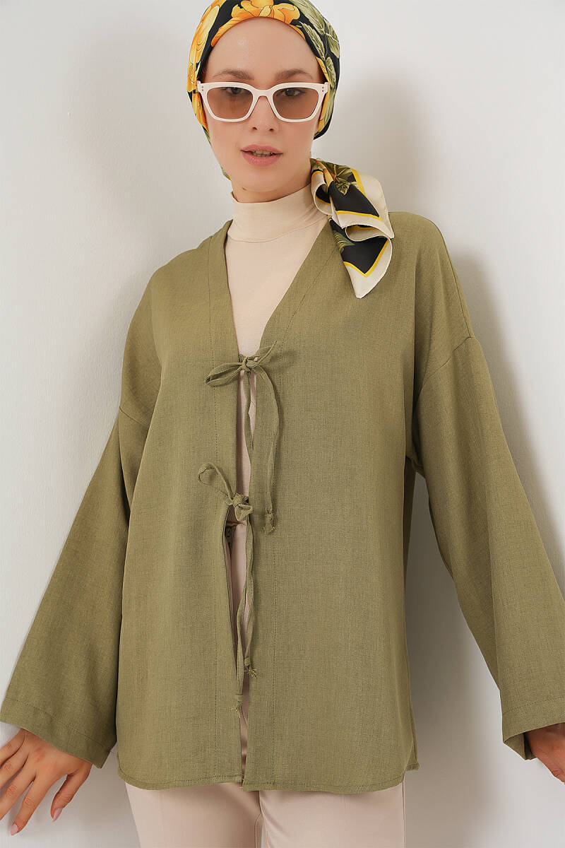 Keten Tesettür Kimono 5968 - Çağla - BİGDART