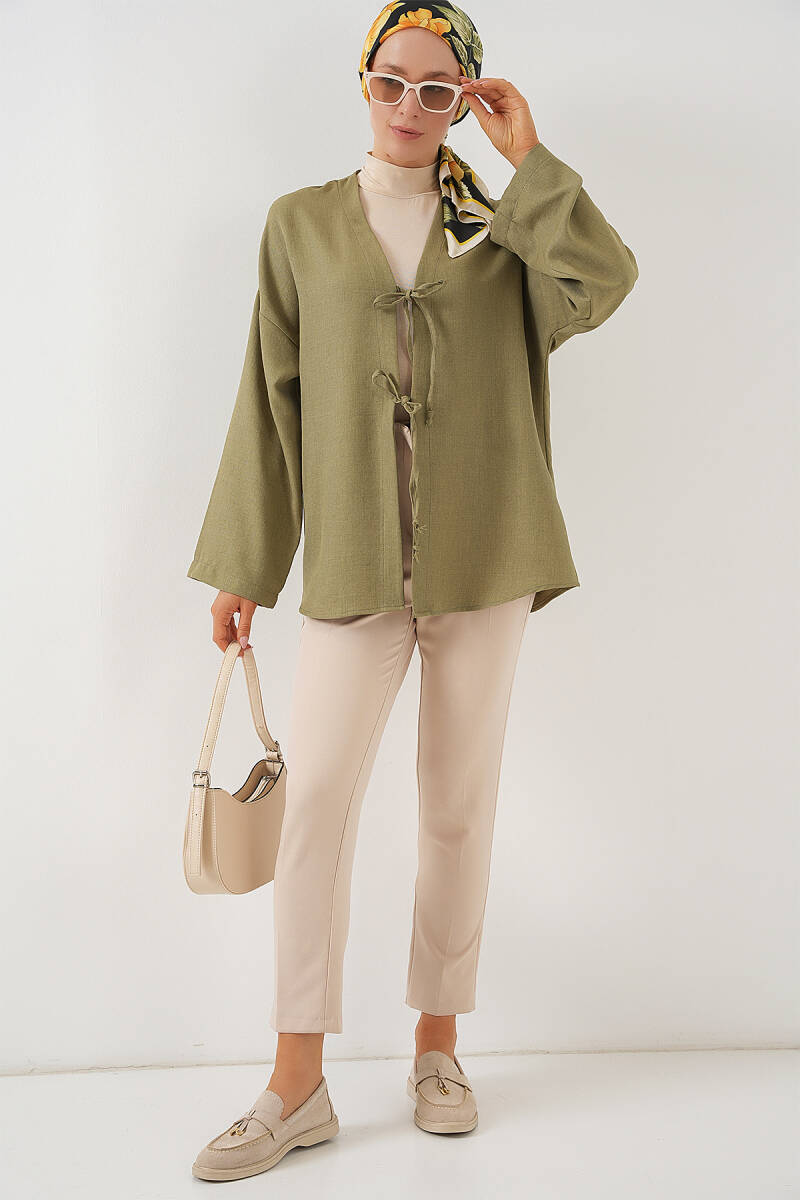 Keten Tesettür Kimono 5968 - Çağla (1)