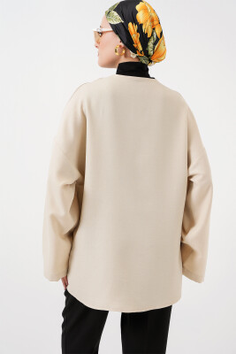 Keten Tesettür Kimono 5968 - Krem - 6