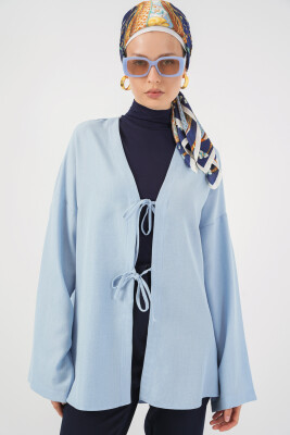 Keten Tesettür Kimono 5968 - Mavi 