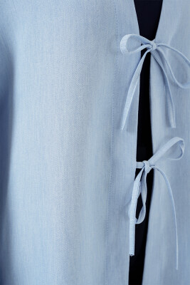 Keten Tesettür Kimono 5968 - Mavi - 4