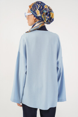 Keten Tesettür Kimono 5968 - Mavi - 6