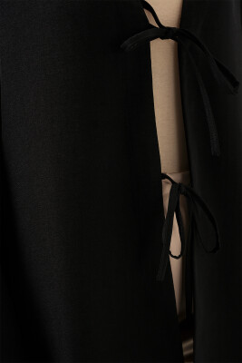 Keten Tesettür Kimono 5968 - Siyah - 5