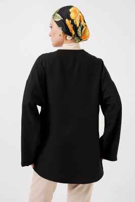 Keten Tesettür Kimono 5968 - Siyah - 6