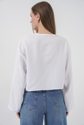 Önü Bağlamalı Keten Kimono 960 - Beyaz - 6