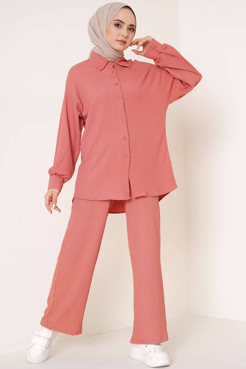 T5858 Örme Tesettür İkili Takım - Gül Kurusu - BİGDART