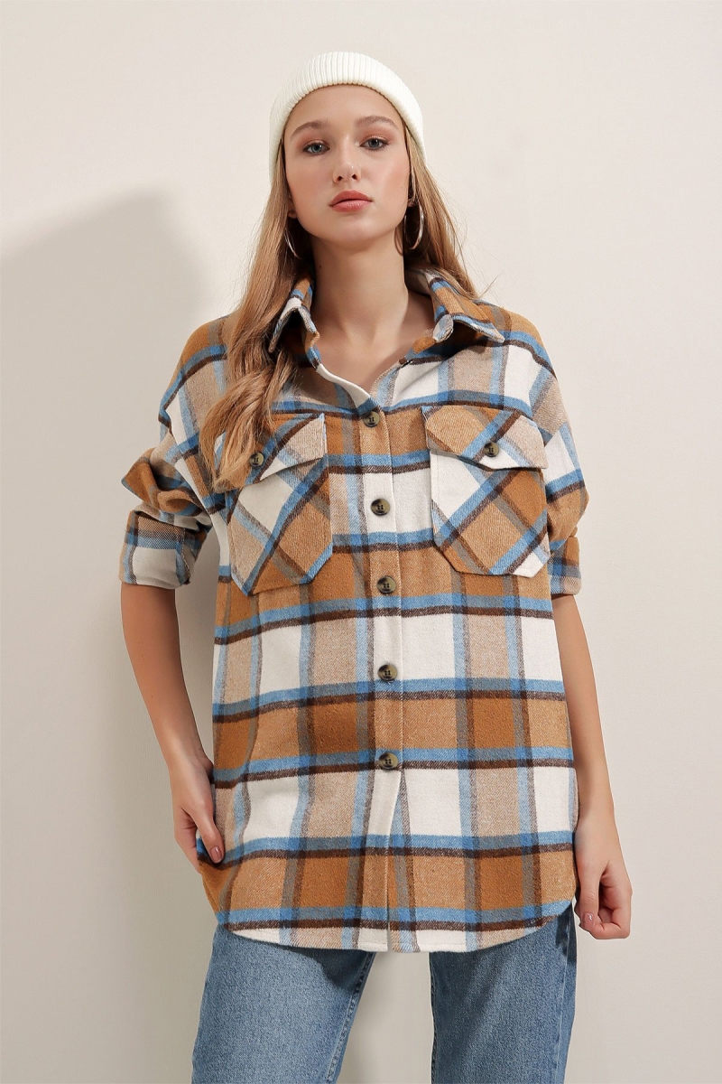 3979 Çift Cepli Gömlek - Vizon - BİGDART