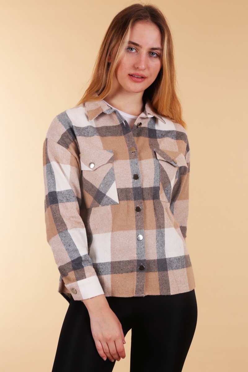 3853 Vizon Ekose Desen Çift Cepli Gömlek - BİGDART